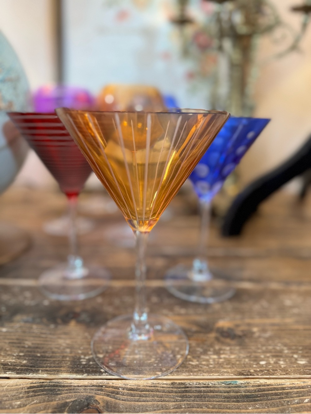 Vintage Mikasa Cheers Martini Glass Amber